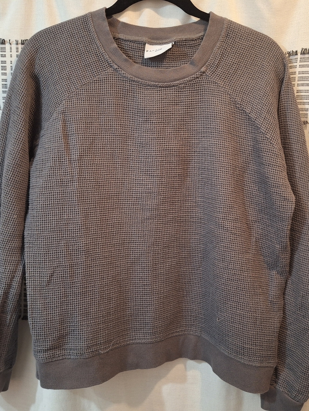 Men's Gray Waffle-Knit Crewneck Sweater